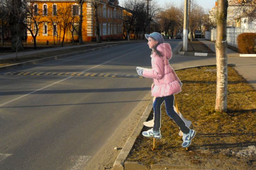На нерегулируемых пешеходных переходах будут устанавливать макеты фигур детей 
